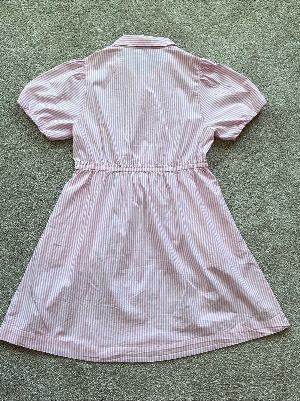 J. Crew Pink White Striped Puff Sleeve Shirtdress Size 8 Cotton Blend Pockets - Picture 10 of 10